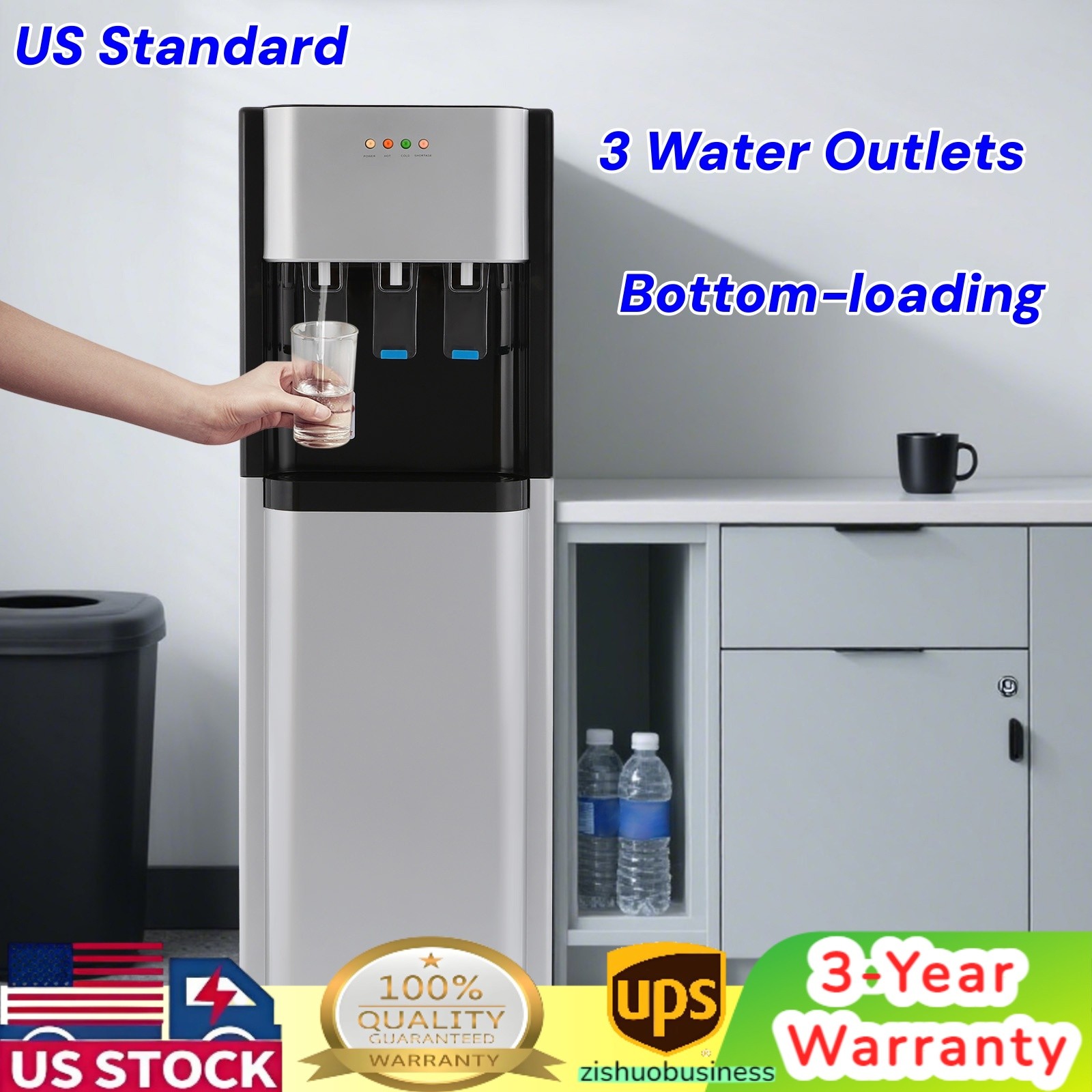 Bottom Loading Water Dispenser 3 Temperatures with Hot, Room & Cold Spouts NEW