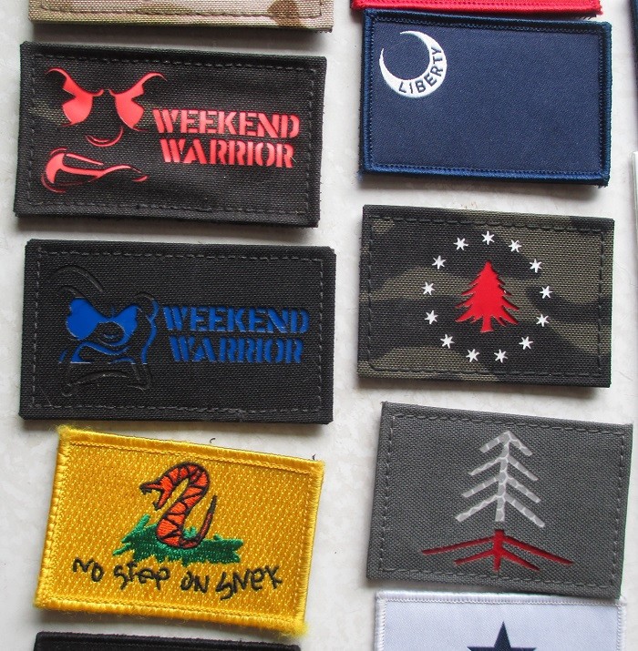 56 ASSORTED EDC MORALE PATCHES EMBROIDERED, PVC LASER CUT & PRINT HOOK & LOOP