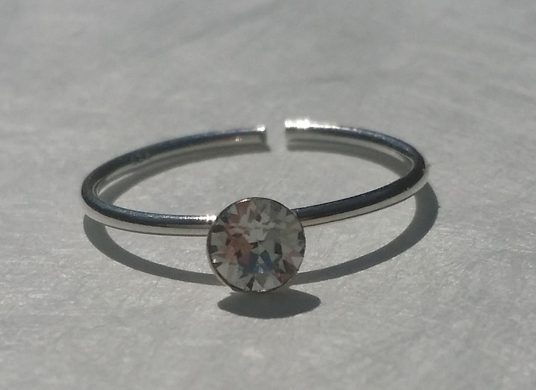 Sterling Silver 925 Toe Ring Clear Crystal Adjustable