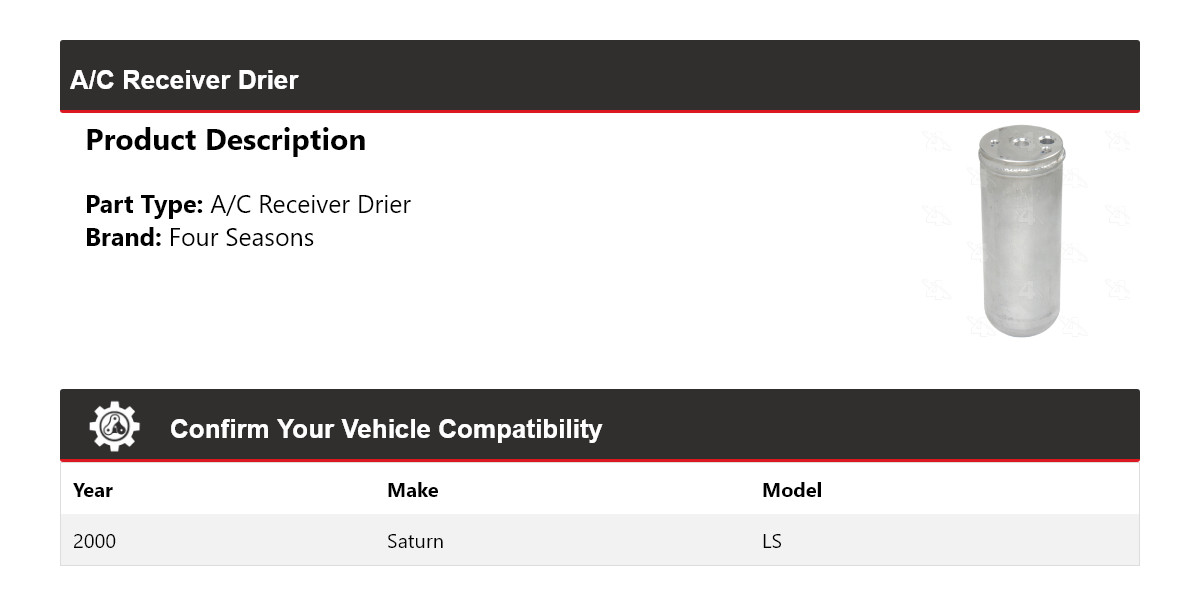 For 2000 Saturn LS A/C Receiver Drier 4 Seasons