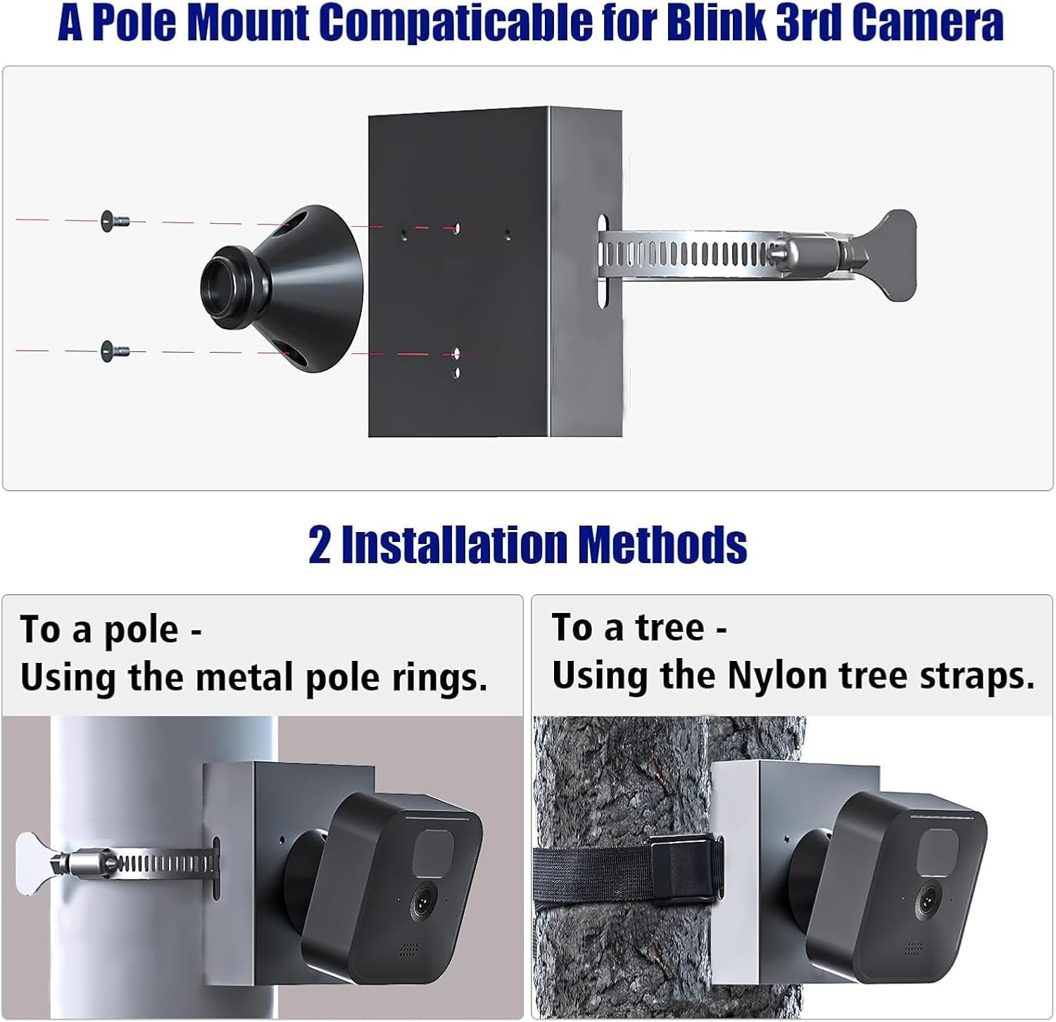 Universal Security Camera Mount for Blink, Eufy & Wyze with Nylon Straps - Black