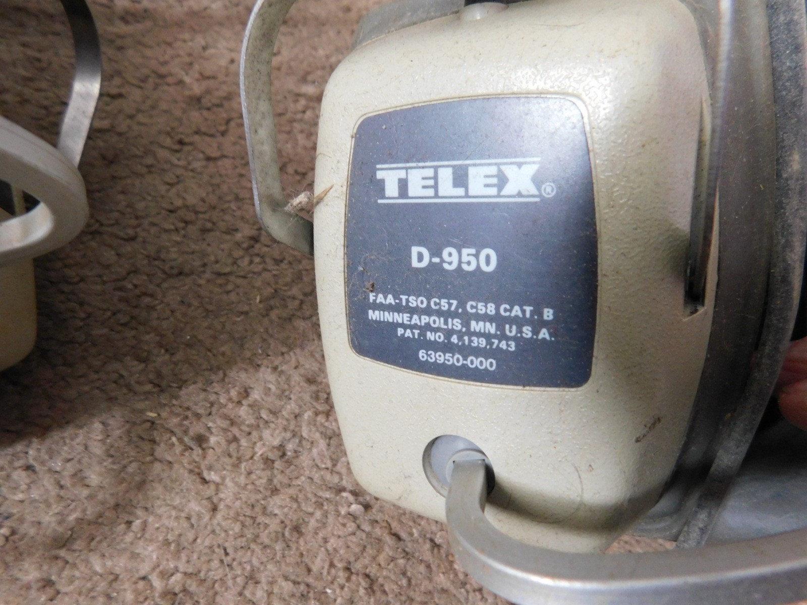 Vintage TELEX D-950 Aviation Headset USA - Untested
