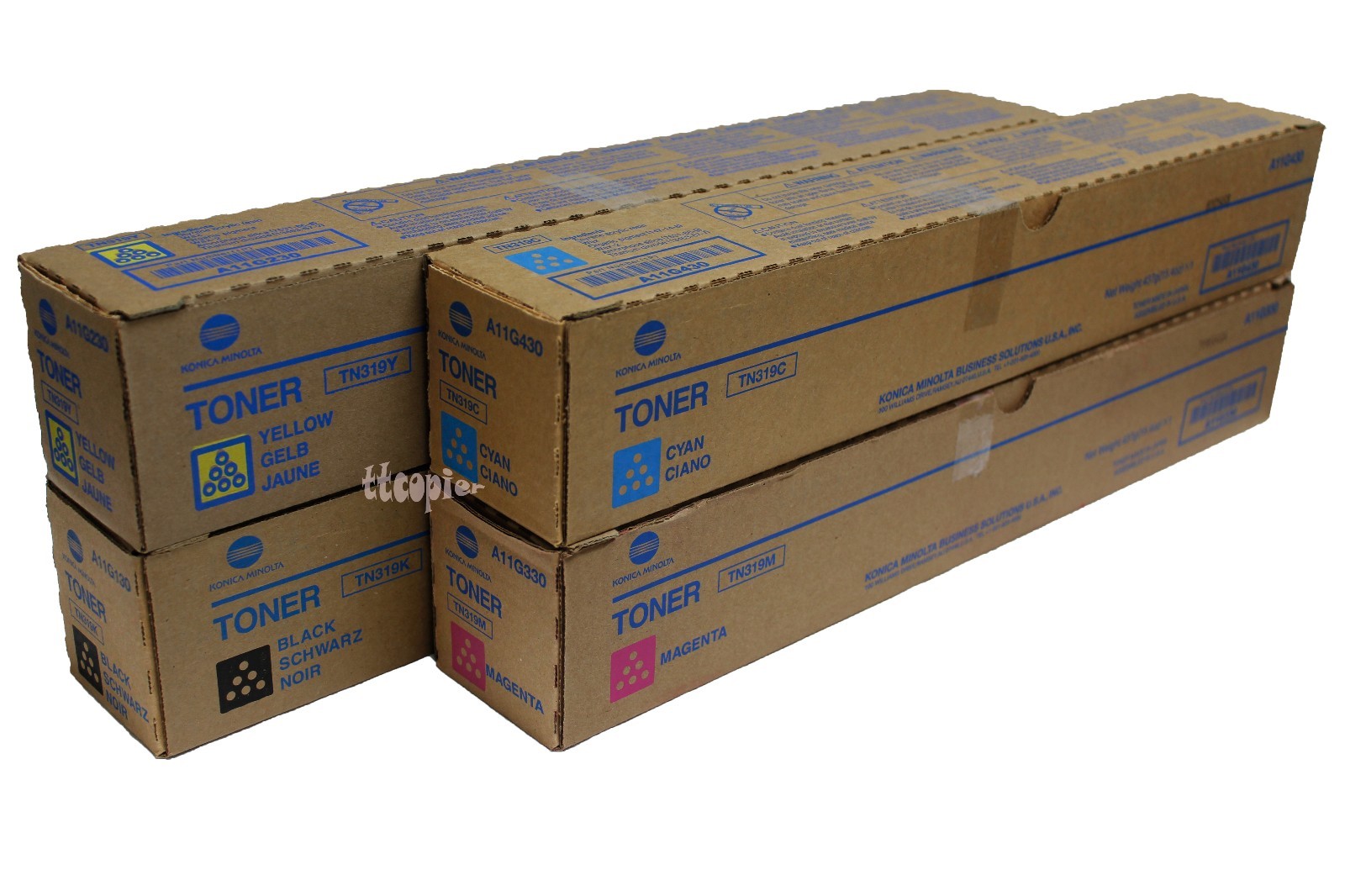 TN319 CMYK Lot of 4 Genuine Konica Minolta TN319 set Toner for Bizhub C360