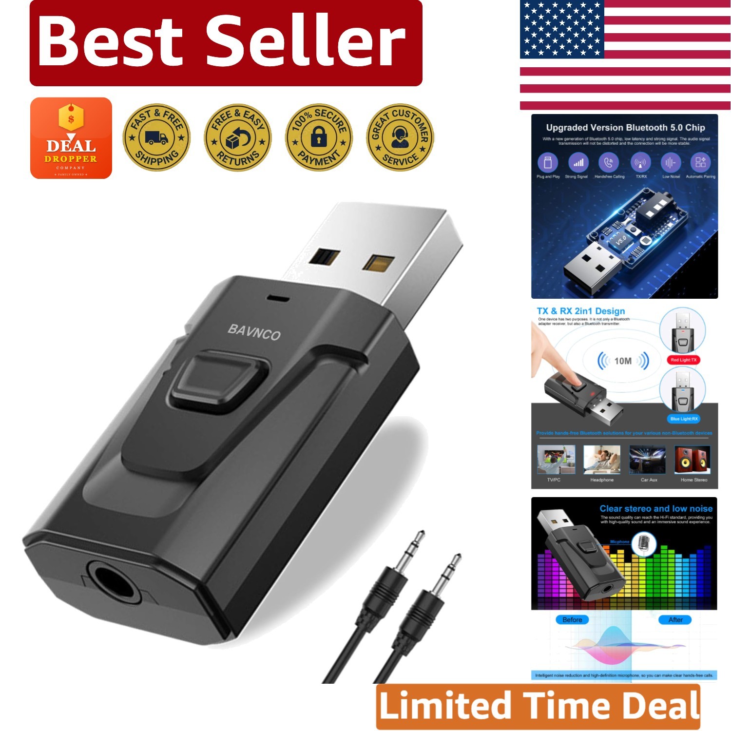 Hands-Free Bluetooth 5.0 Audio Receiver - Mini Adapter for Perfect Compatibility