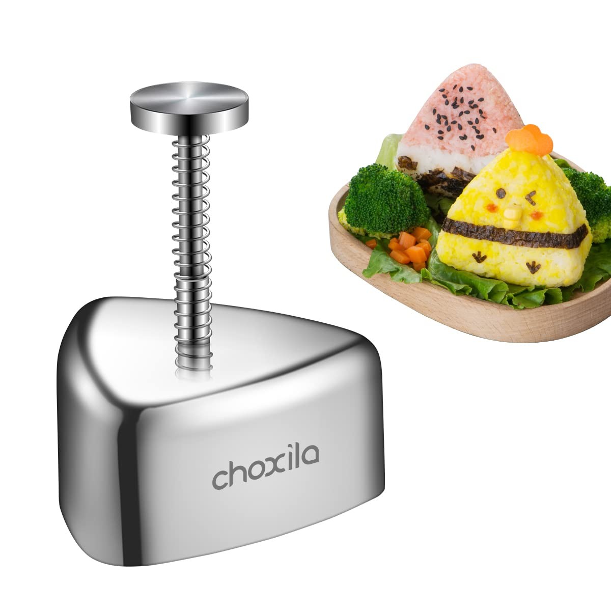 choxila Onigiri Mold, Stainless Steel Rice Ball Mold Classic Triangle, Silver
