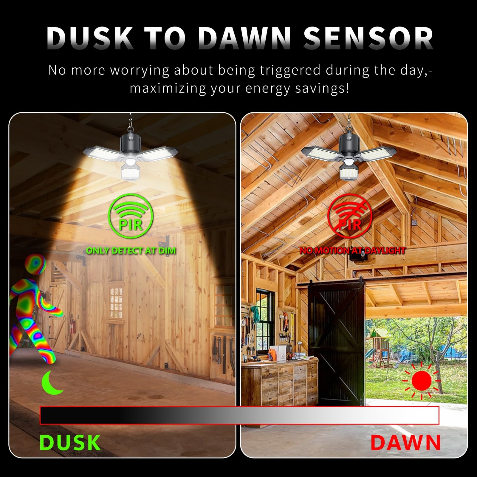 Led Garage Light Plug In Motion Sensor 80w Motion Sensor Light Indoor Garage Lig
