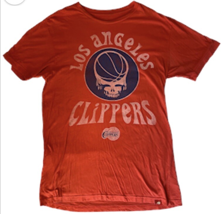 Cool Vtg Look. GRATEFUL DEAD Los Angeles CLIPPERS Red T-Shirt size L.