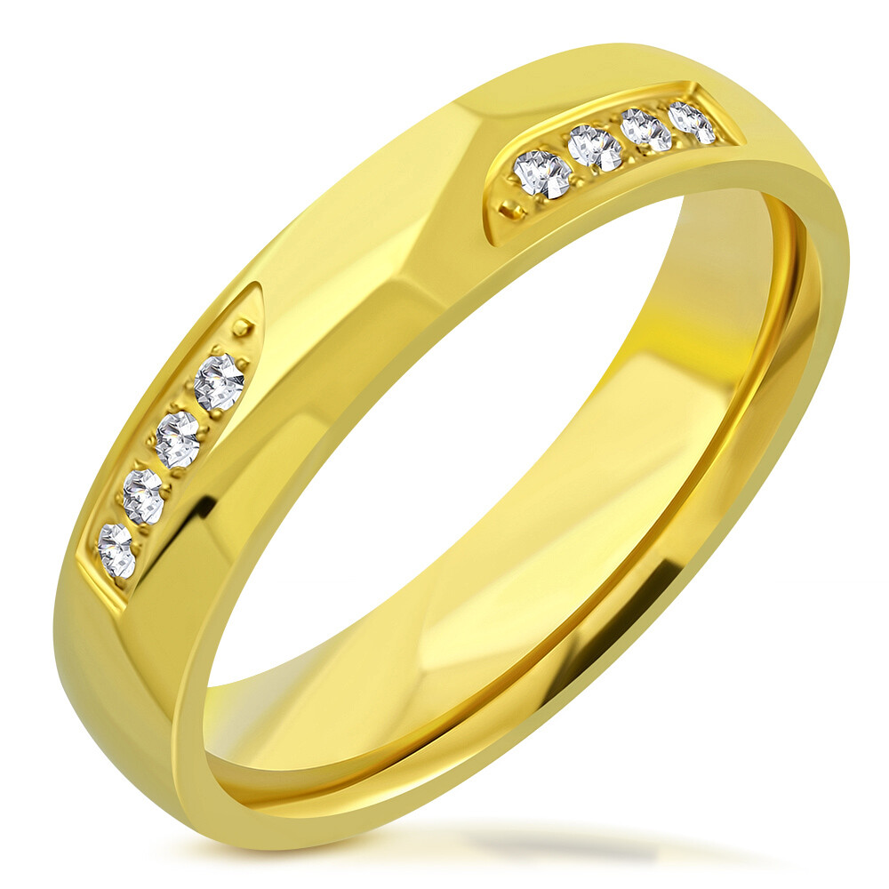 Wedding Ring Couple Men Women Gold Plated Steel Pavé Stone RWI12