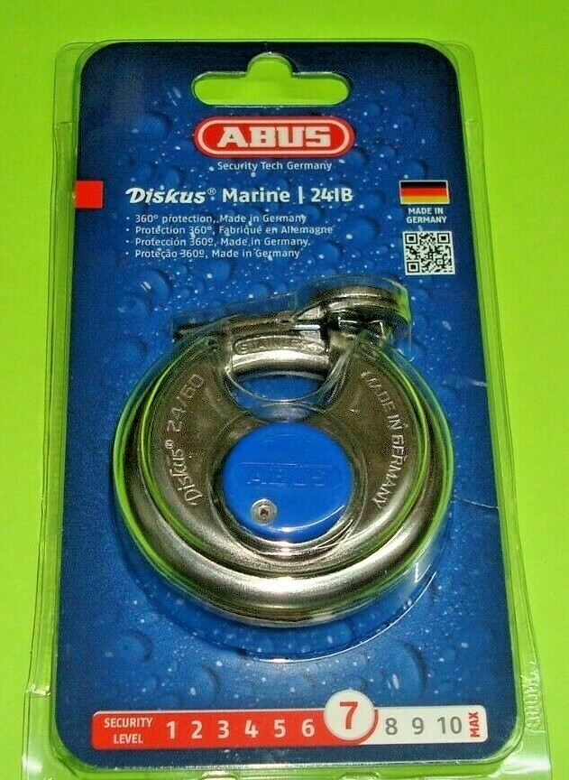 🔒  CARDED 24/60 ABU24/60CKD Marine Grade Stainless Mini Round DISKUS Padlock 🔒