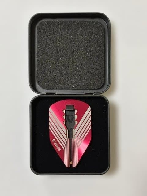 T-MARKER Golf Ball Marker & Tee Up Fork Red Metal Finish Used