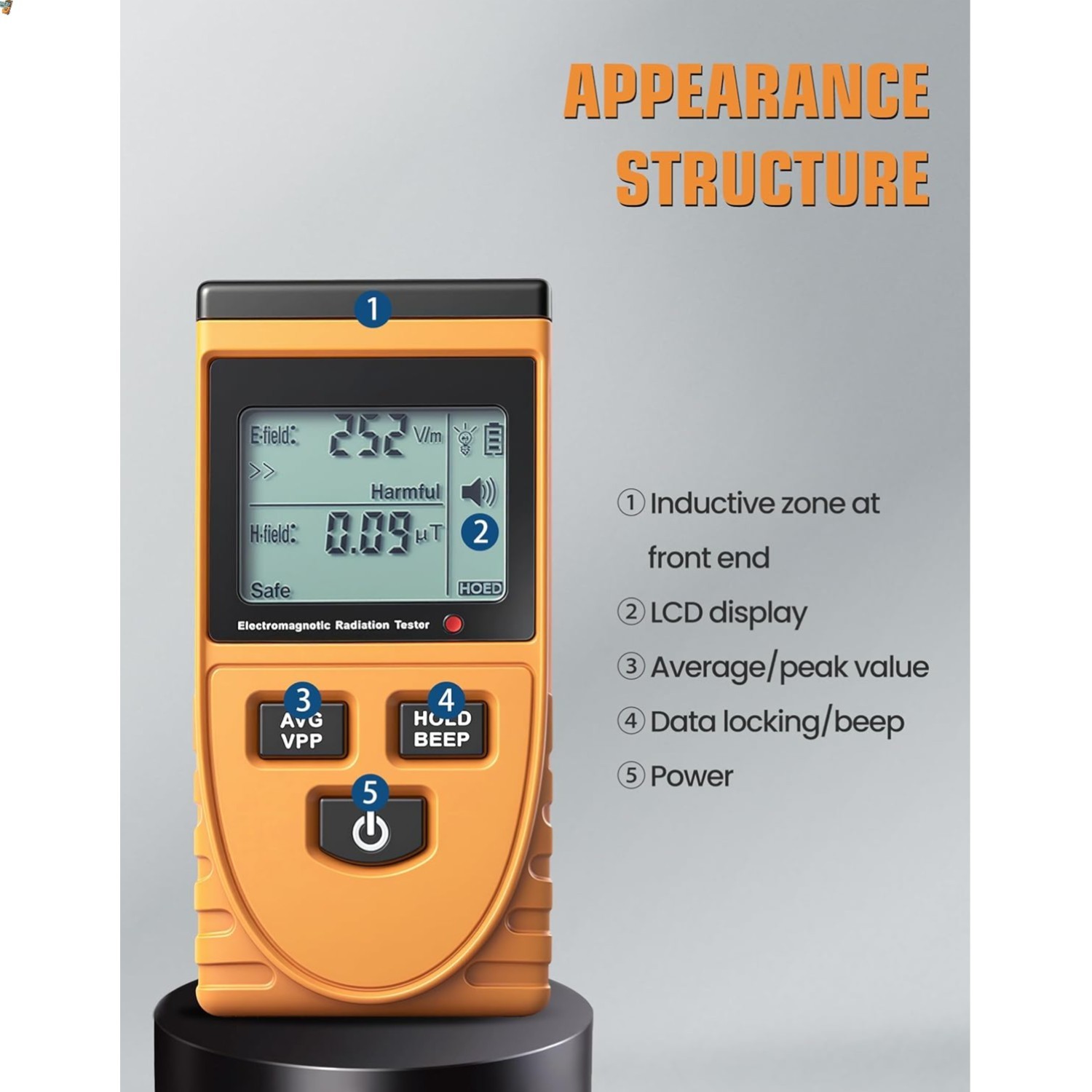 2 in 1 Electromagnetic Field Radiation Digital Electromagnetic Radiation Dete...