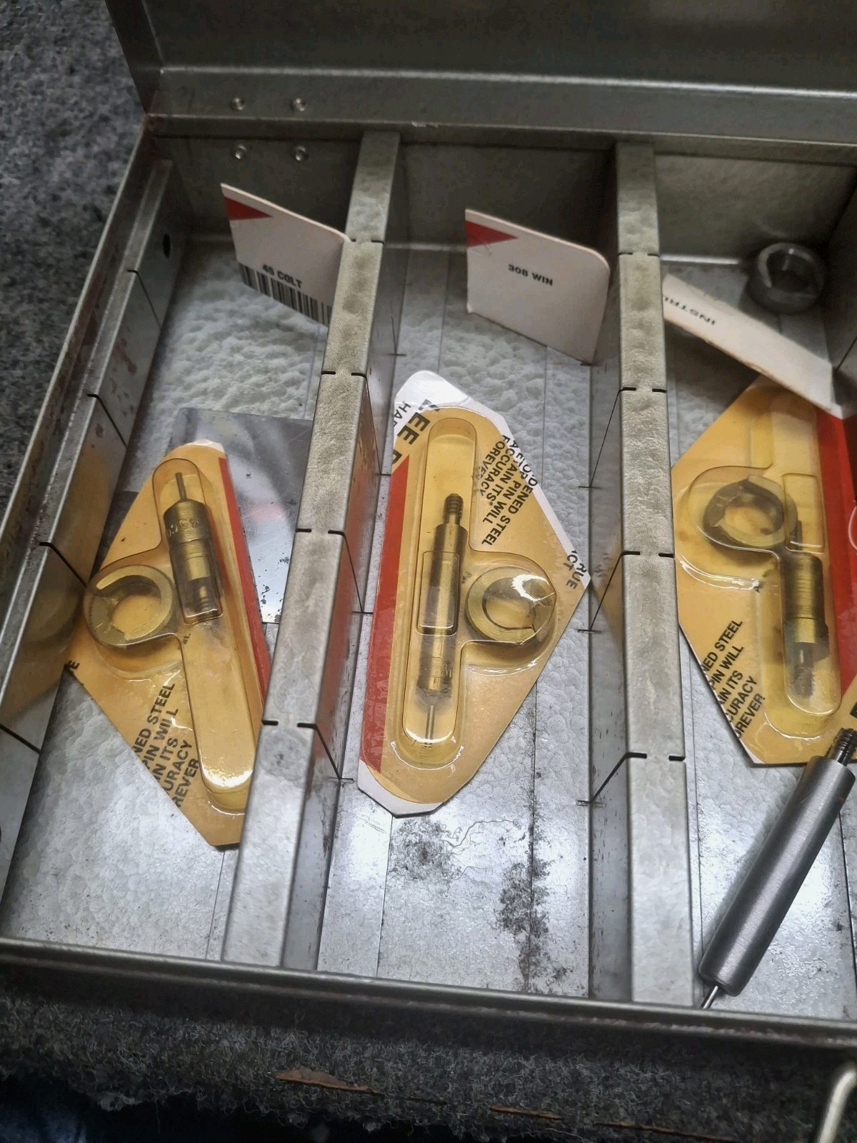 Assorted Reloading Supplies In Segmented Steel Box