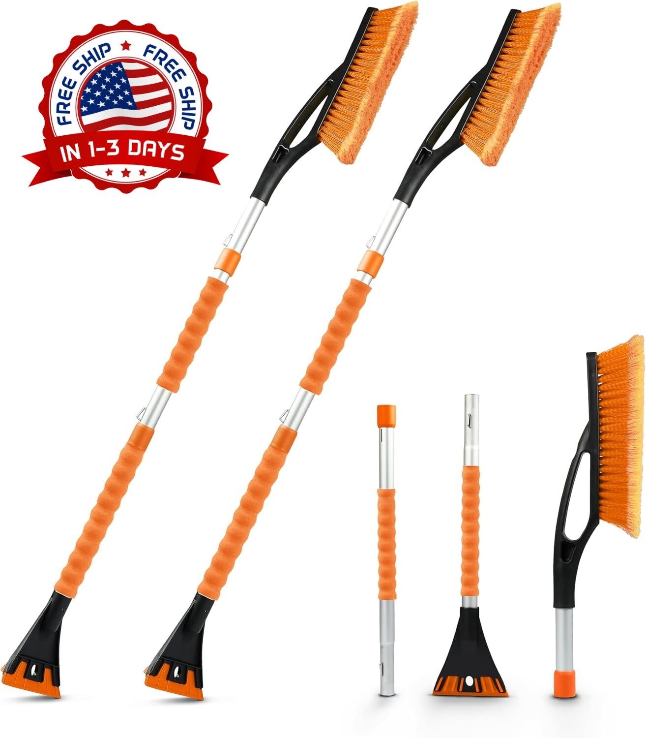 Cepillo para nieve extensible para coche, rascador de hielo para parabrisas de c