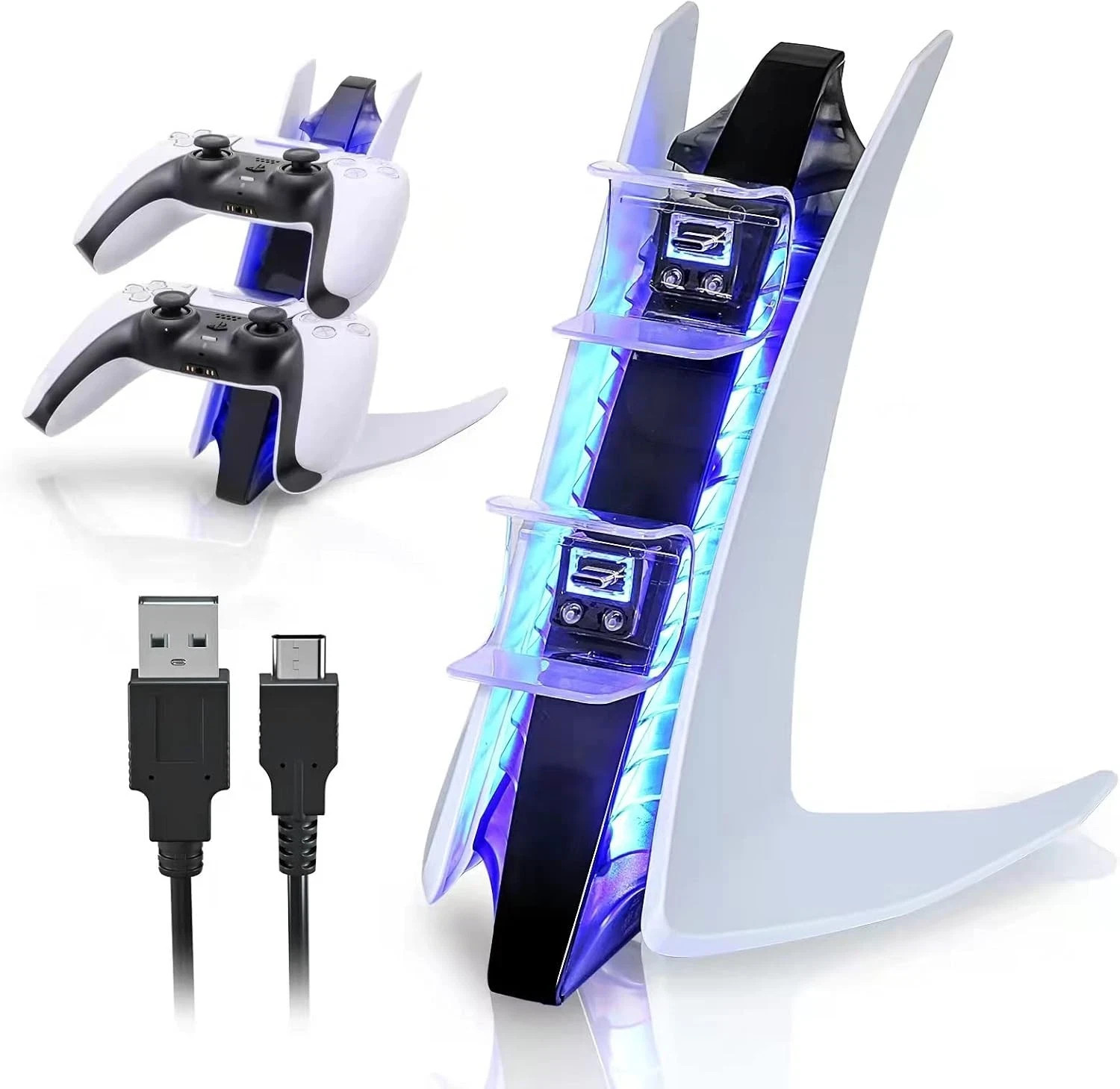 PS5 Controller Charger, PlayStation 5 Controller Charging Station with LED Light