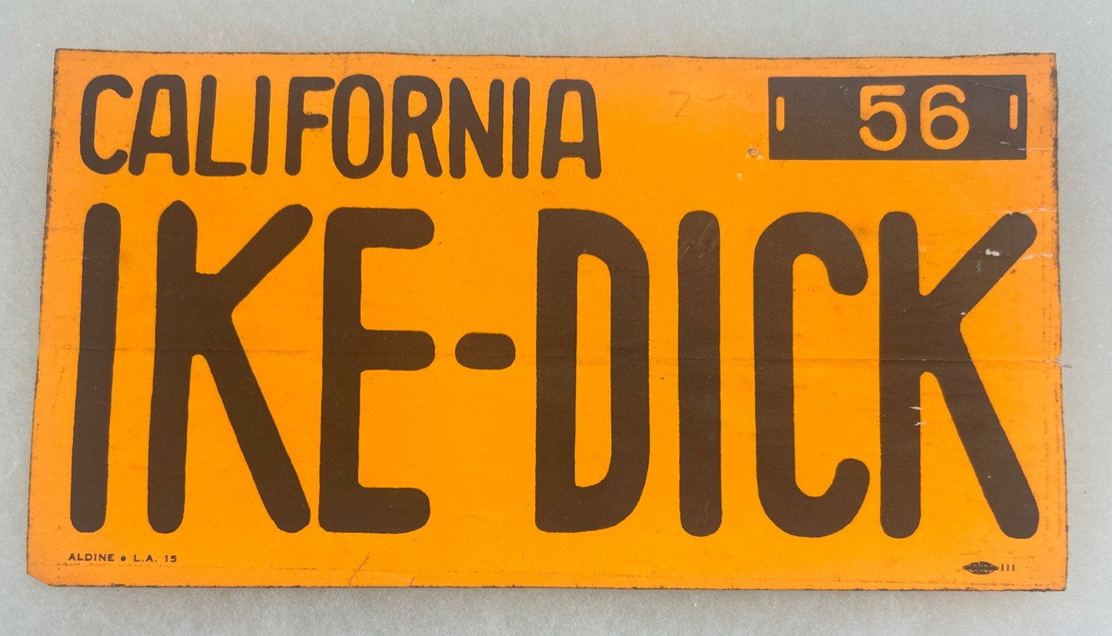 California 56 IKE - DICK Political Bumper Sticker 7 1/2” x 4”