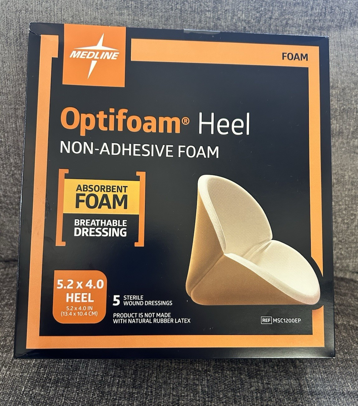 Medline Optifoam Heel Nonadhesive Foam Wound Dressings REF: MSC1200EP pk of 5