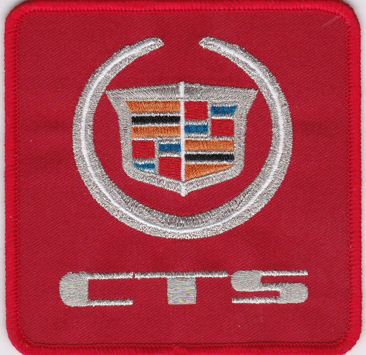 CUSTOM RED SILVER EMBROIDERED 4x4 CLASSIC CAR PATCH UPHOLSTERY LOGO EMBLEM BADGE