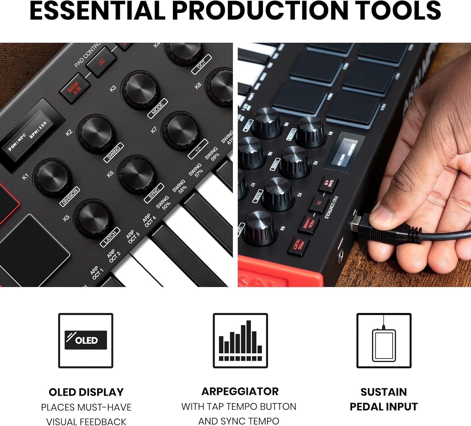 MIDI Keyboard Controller 25 Keys USB with Backlit Pads Knobs Music Software