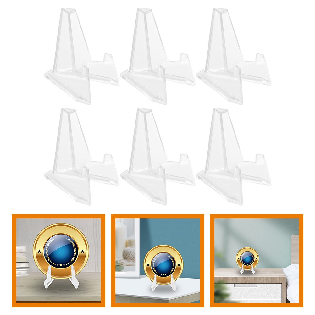 6Pcs Stable Transparent Acrylic Badge Holders Storage Display Racks