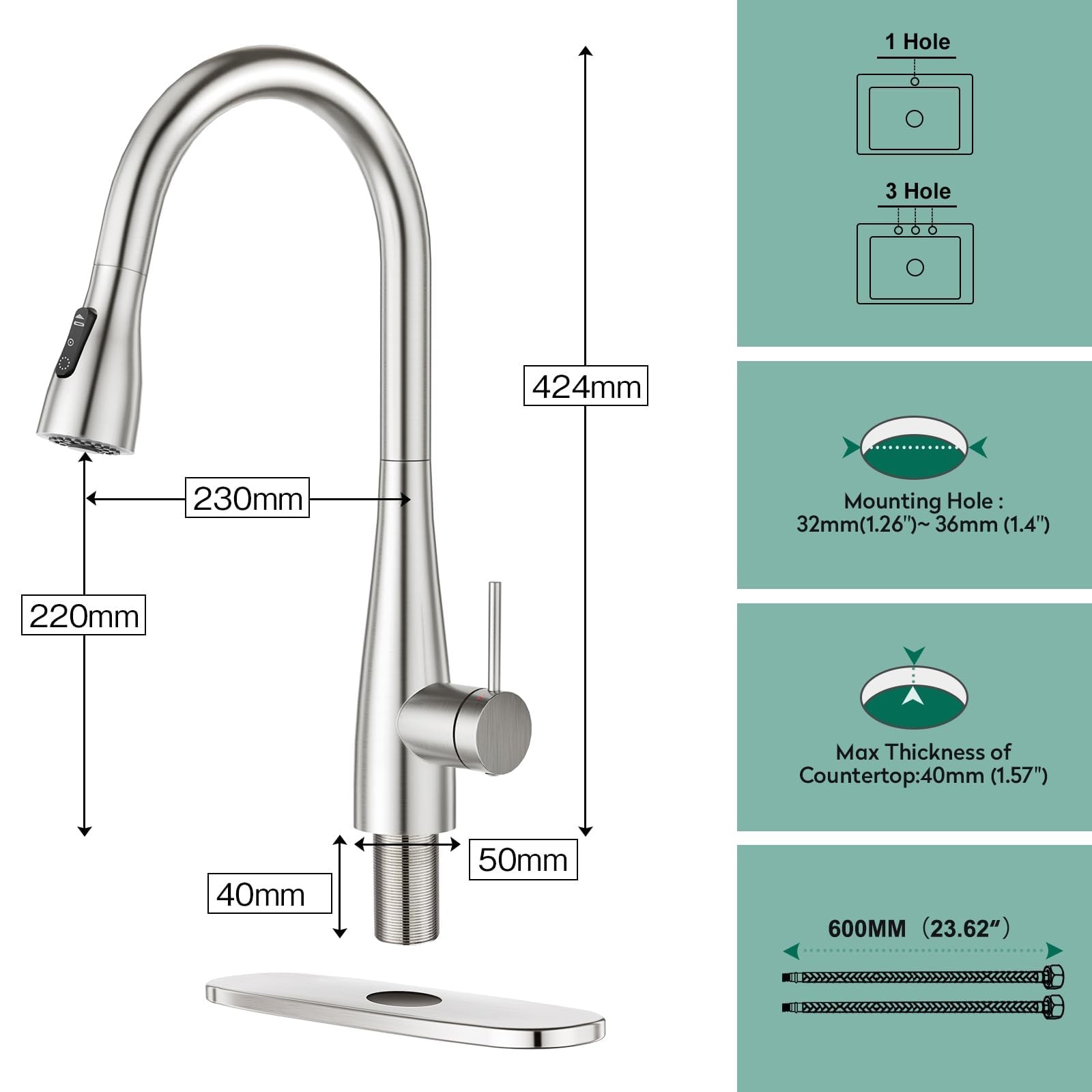 Infrared Sensor Kitchen Faucet,Touchless Kitchen Faucets with Pull Down Spray...