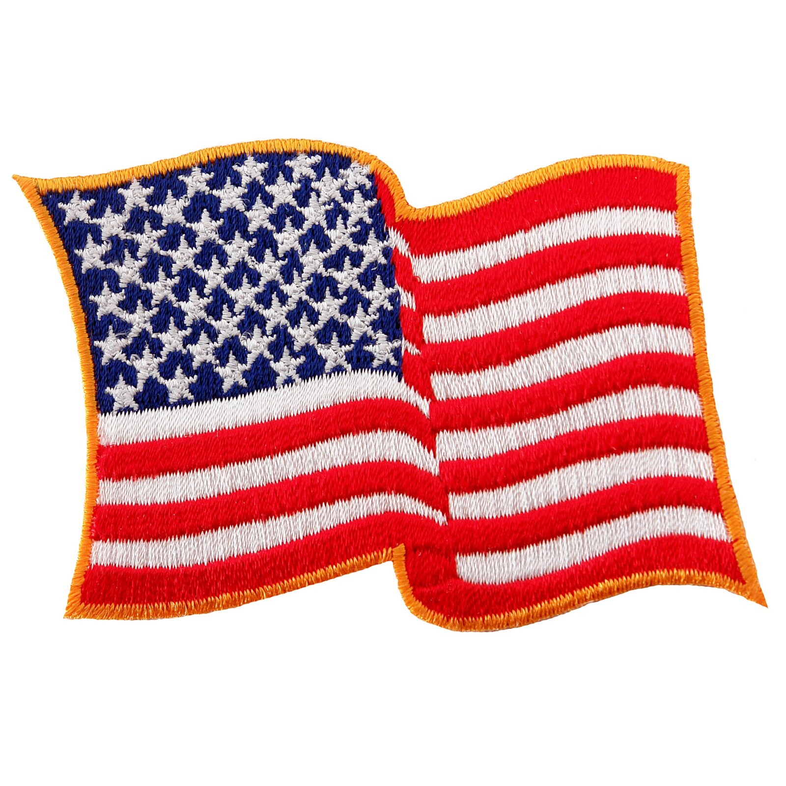 AMERICAN FLAG PATCH - GOLD WAVING USA embroidered iron-on UNITED STATES MORALE