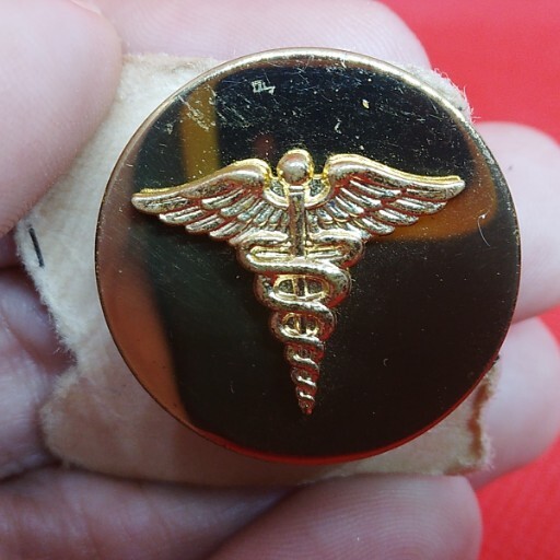 Vintage U.S. Army Medic Circle Pin Used 1 Inch KREW G-I WWII