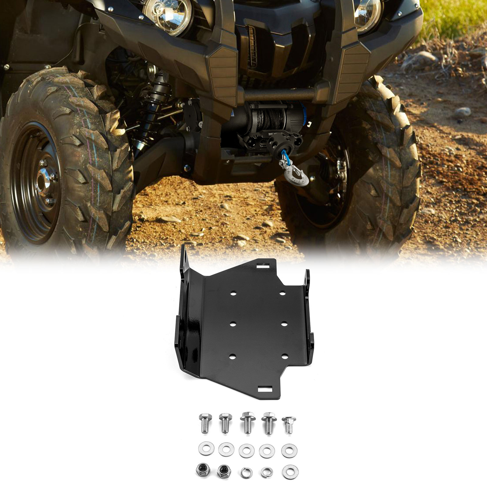 WEISEN Heavy Duty Steel ATV Winch Mount For Yamaha Grizzly 550 / 700 2007-2015