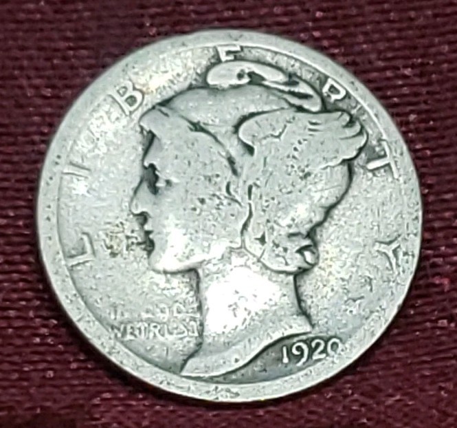 1920-D Mercury Dime 90% Silver, Free Shipping