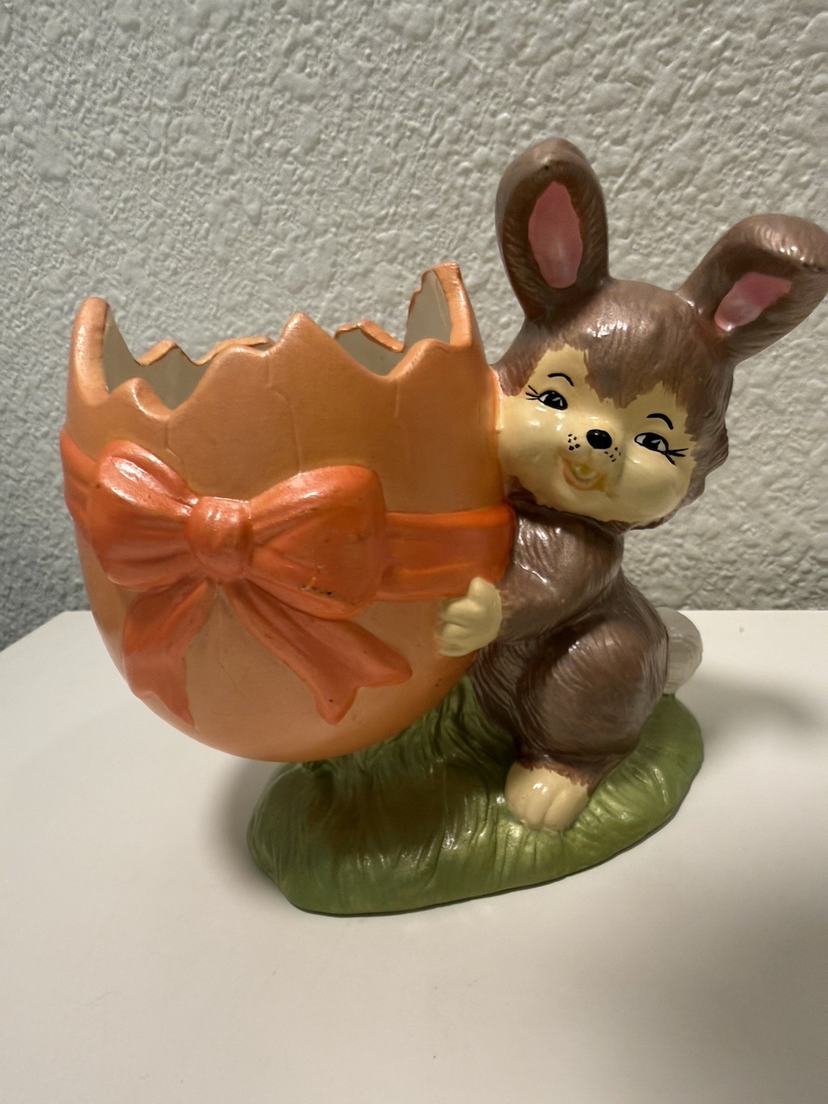 Debbie Miller 1981 Handmade Bunny Vase Vintage Easter Rabbit Planter Decor