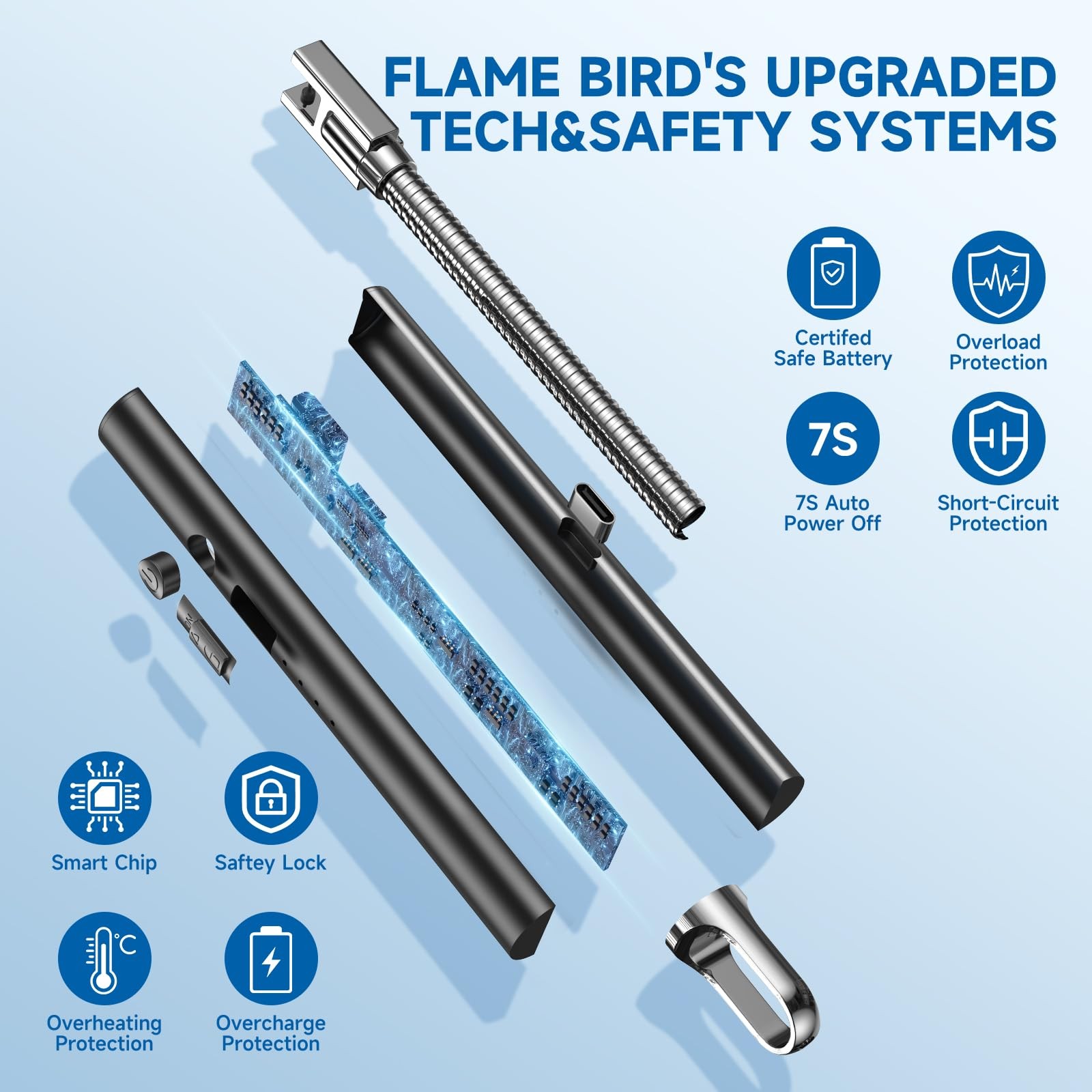 Flame bird 2 Pack Electric Candle Lighter Flameless Arc Windproof Flexible Long