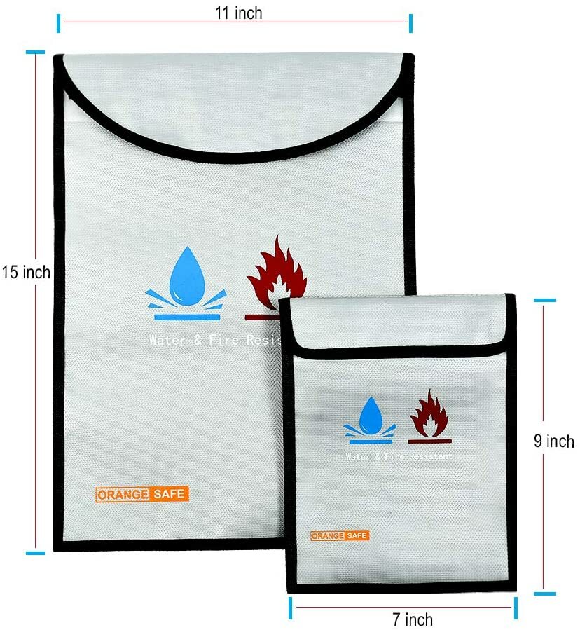 Fireproof Document Bag Waterproof Safe Money Cash Box Secret File Protect Pouch