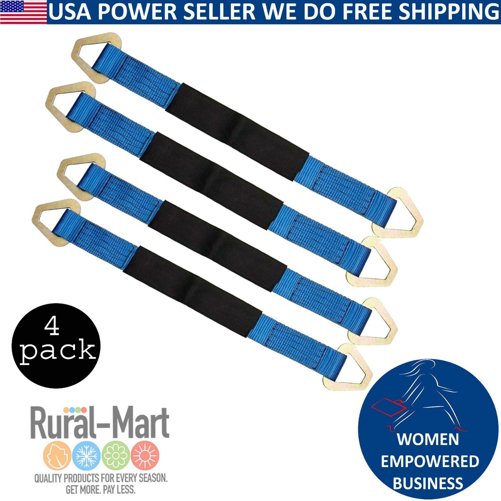4-Pk 36" Heavy-Duty Axle Straps – For Race Car Haulers & Tow Trucks