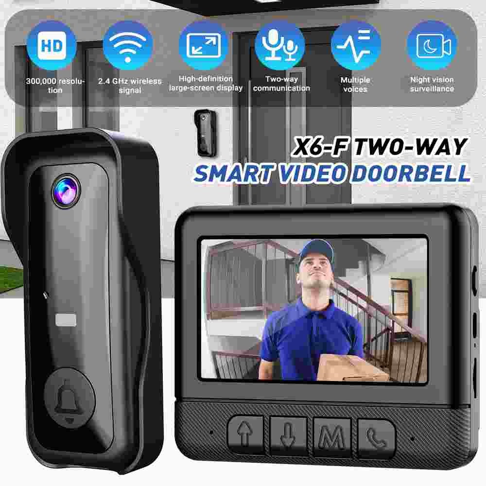 Timbre Con Vídeo Inteligente 1080P Con Timbre Pantalla IPS de 4,5" Night Vision