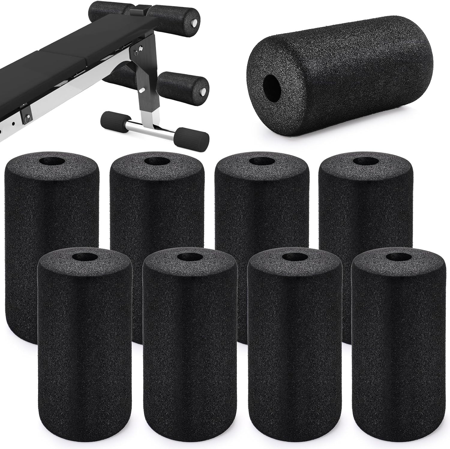 8 Pack Foot Foam Pads Rollers, Machine Leg Foam Roller, Fits 1" Tube, Buffer Tub