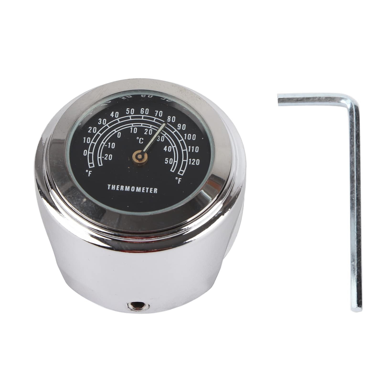 Handlebar Thermometer, 22-25mm Waterproof Shockproof Aluminum Motorcycle Handlebar Hal...