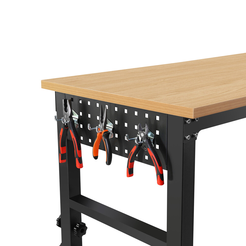 Rolling Heavy-Duty Adjustable Workbench w/4 Universal Wheels&4 Rubber Feet
