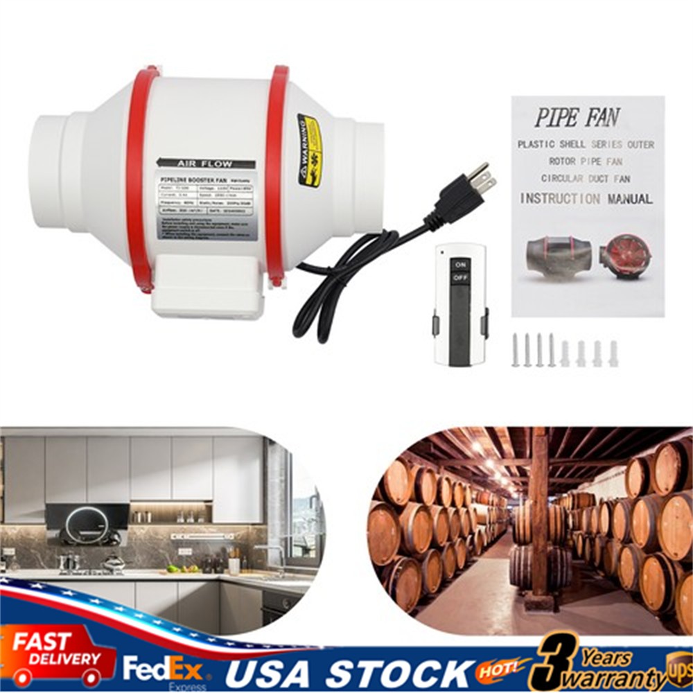 4In Multifunctional Powerful Mute Exhaust Fan Pipe Vent Exhaust Fan Duct 2550RPM