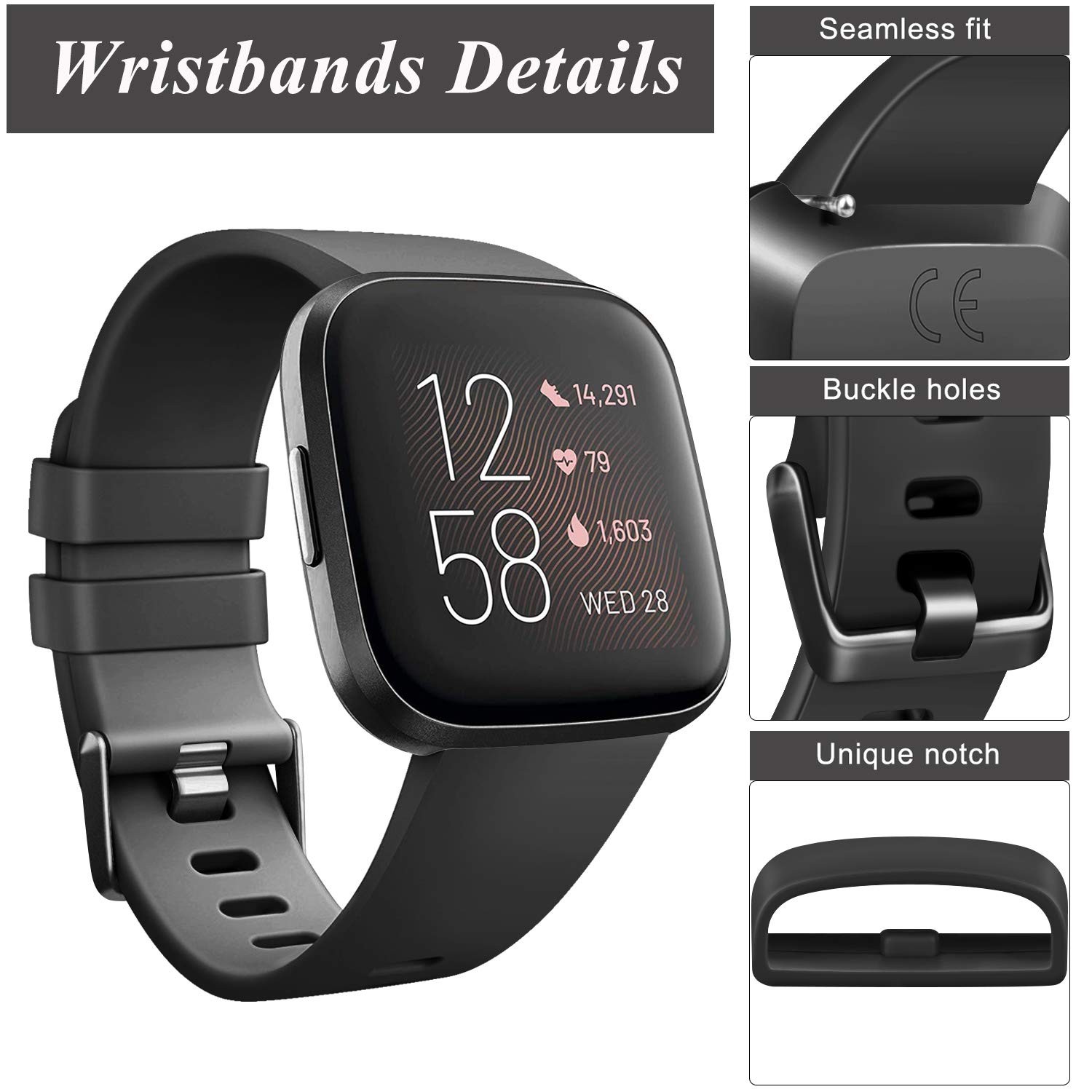Sports Bands Soft Elastomer MultiColor Strap Compatibl Fitbit Versa 2 Smartwatch