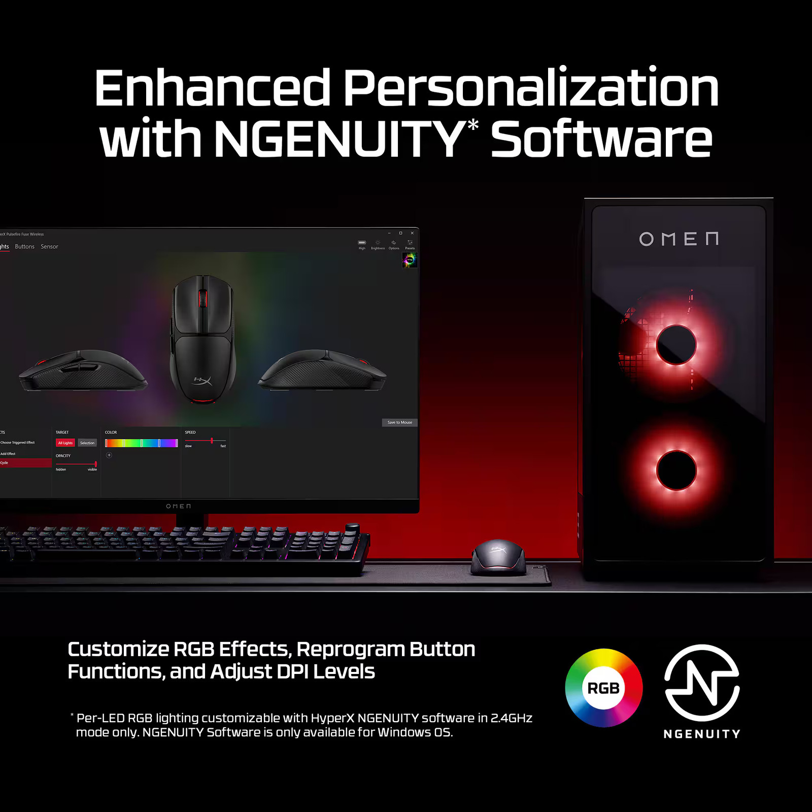 HyperX - Pulsefire Fuse Lightweight Wireless Optical Gaming Mouse with RGB Li...