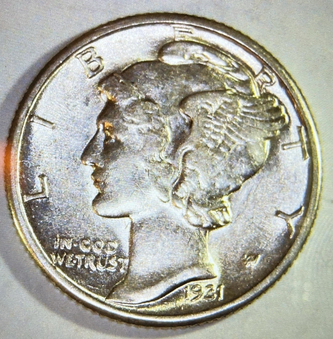 1931 mercury dime CHAU/BU
