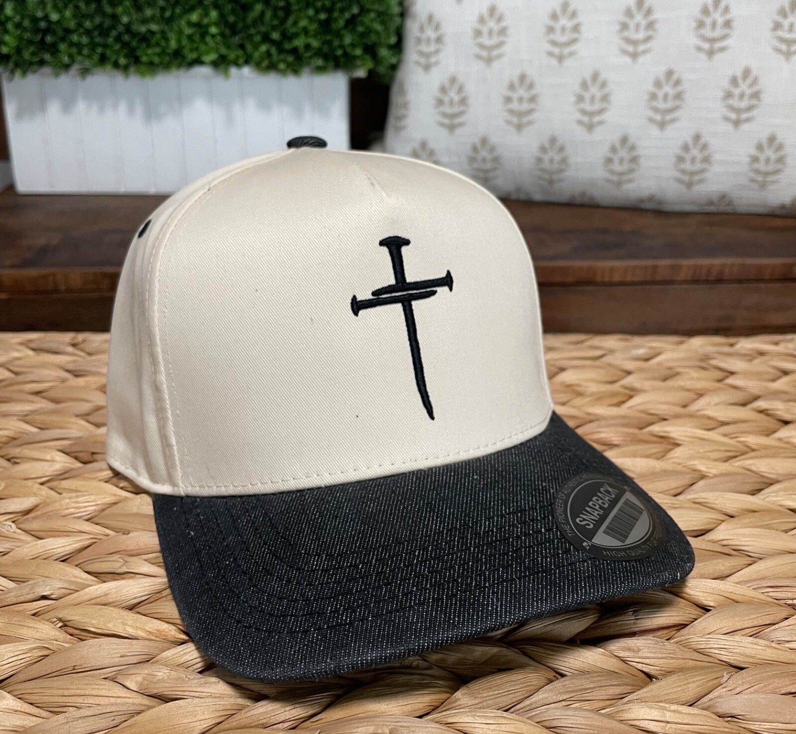 3 Nails Cross 2-Tone Snapback Baseball Cap Christian Jesus Hat 100% Cotton