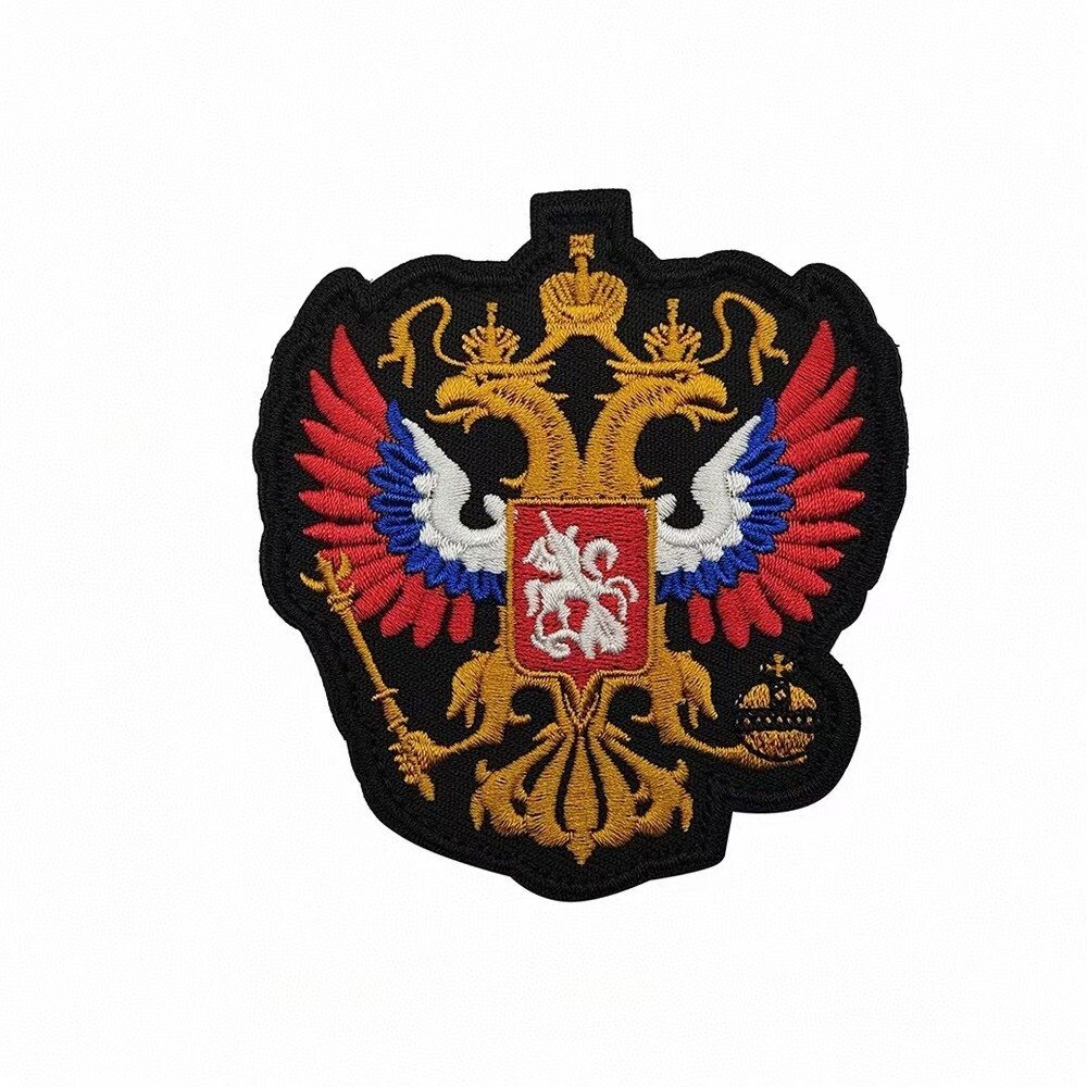 Russian DOUBLE EAGLE FL HEAD IMPERIAL POCCN Russia Fl Hook LPatch Badge Glod