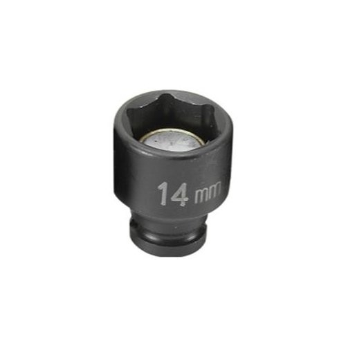 Grey Pneumatic 914MG 1/4" Drive Standard Metric Magnetic Impact Socket - 14mm