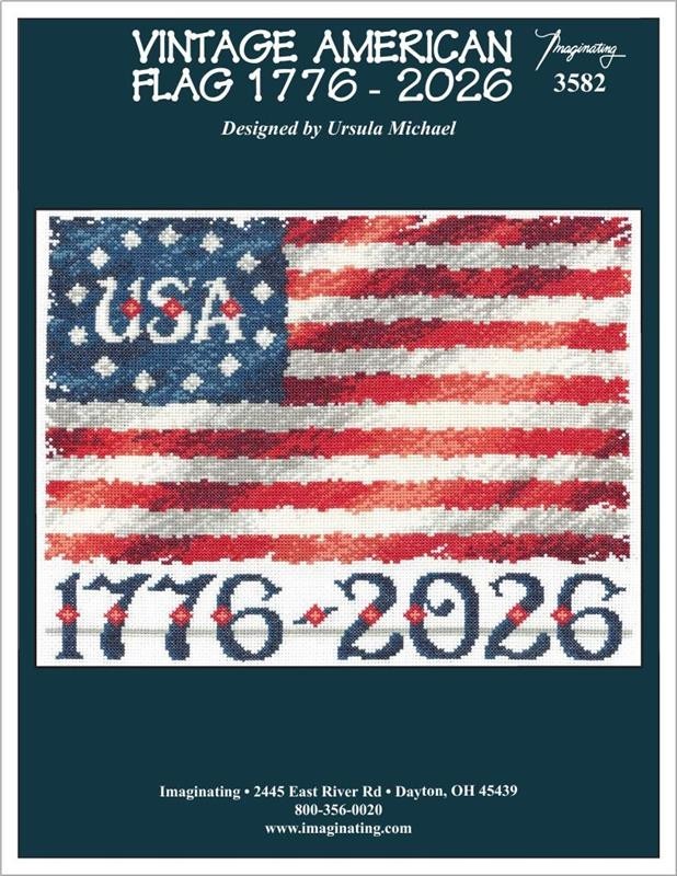 Vintage American Flag 1776-2026 Counted Cross Stitch Pattern by Ursula Michael