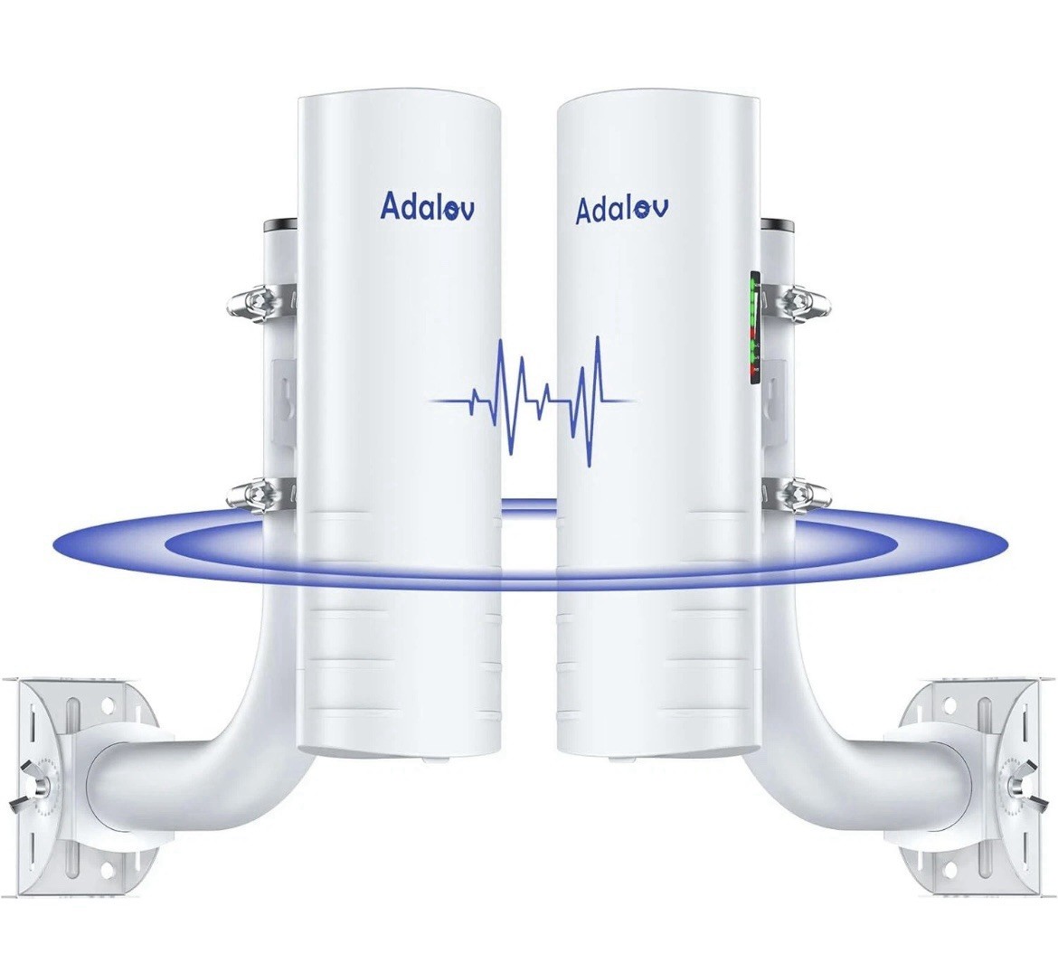 AdaLov CPE361 5KM Gigabit WiFi Bridge 2Pack & Bracket HighSpeed Dual 1Gbps Ports