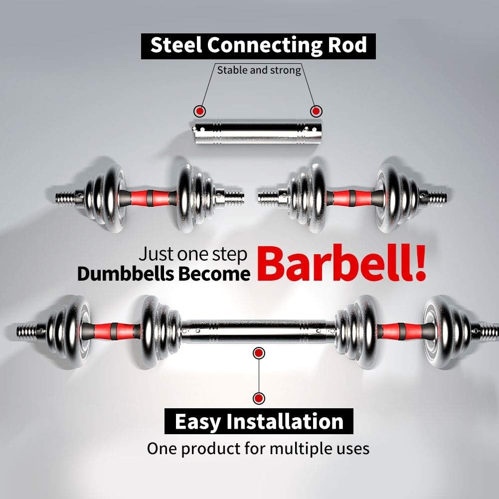 44LB Adjustable Dumbbell Set Home Gym Cast Iron Barbell w/ Carry Case Workout