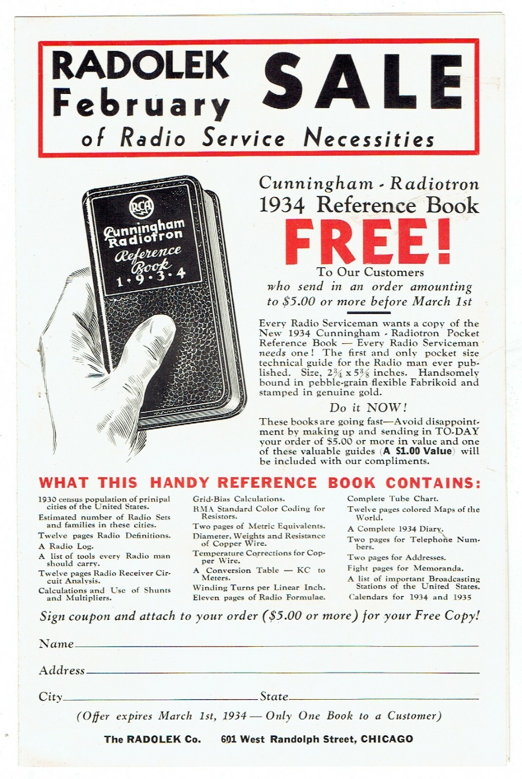 THE RADOLEK COMPANY Chicago IL ~ 1934 Radio Parts Brochure