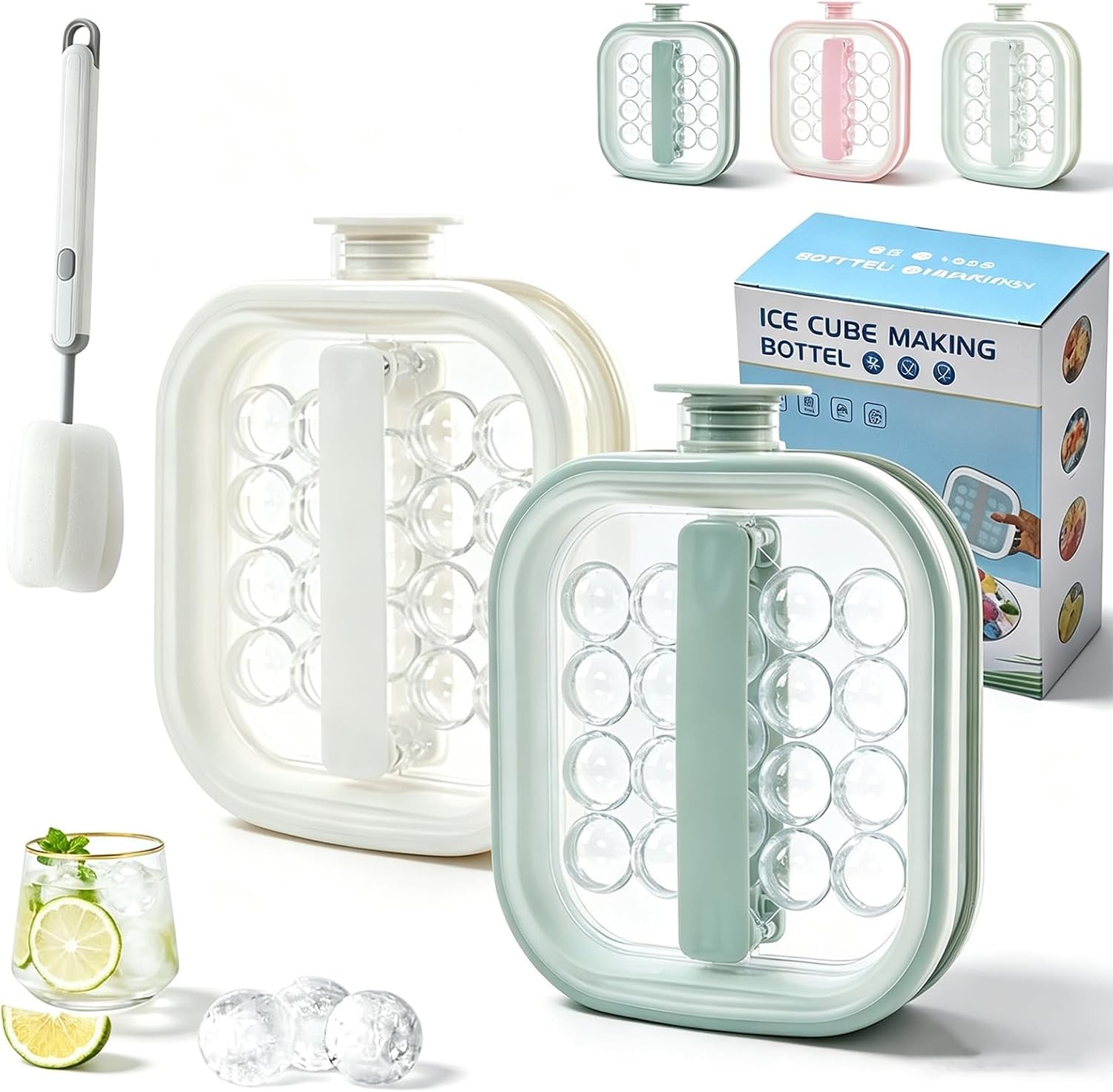 Portable Silicone Ice Ball Maker Kettle Ball Maker Ice Cube Tray & Water Bottle