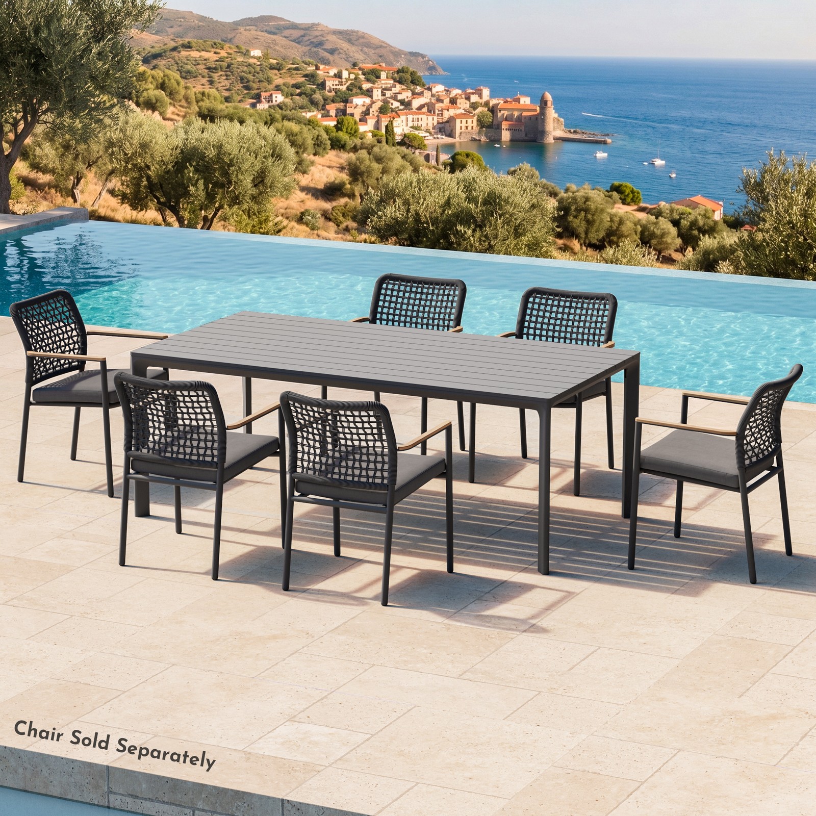 Outdoor Aluminum Patio Dining Table Elegant Easy-Clean Surface for Patio/Garden