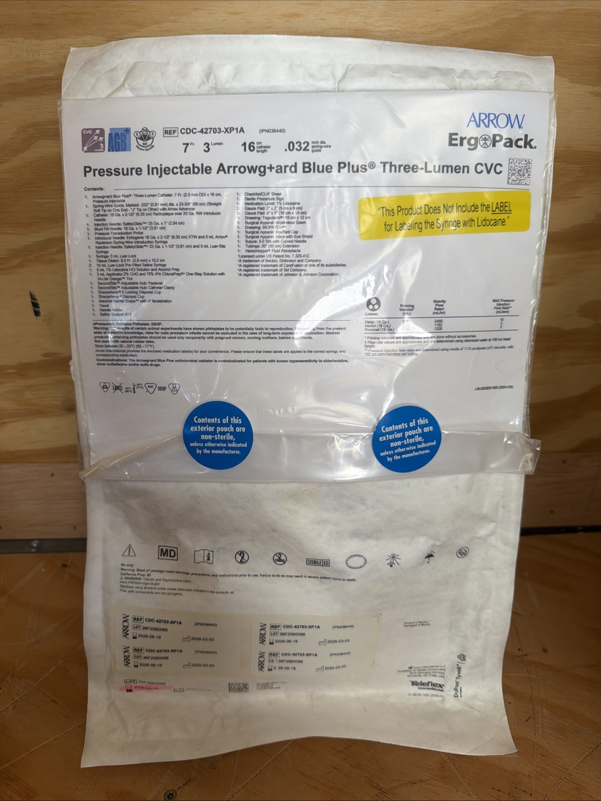 ARROW Ergopack Central Line Kit Pressure Injectable 3 Lumen Medical